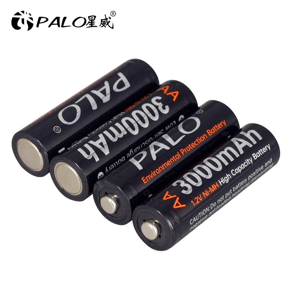 PALO 12PCS AA Rechargeable Battery 3000mah 1.2v Ni-MH Battery+LCD Charger for 1.2V Ni-CD AAA | Электроника