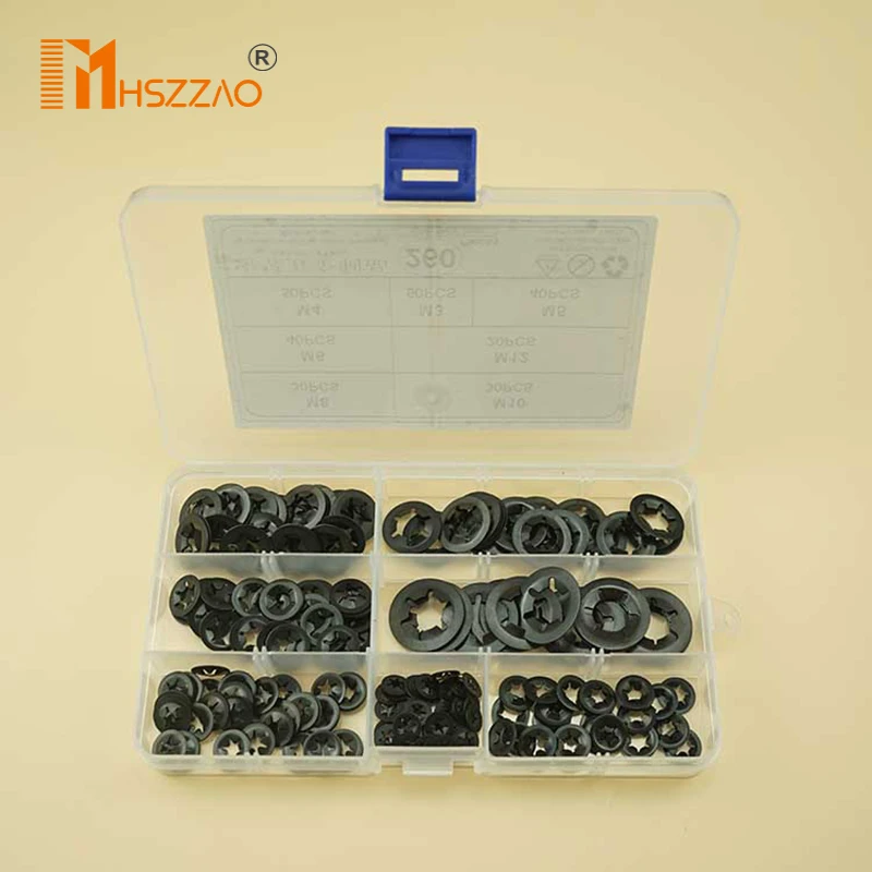 

260 шт. M3-M12 65 марганцевая стальная пуш-ап на замок шайбы звезда гайка металлический быстро Скорость звезда гайка запорная задвижка смешанный ...