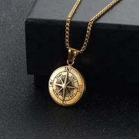 chain antique compass necklace mens and womens star letter necklace round pendant necklace