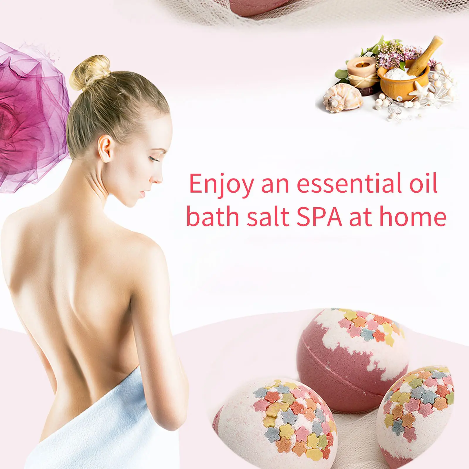 

DIY12pcs Handmade Natural Bath Salt Moisturizing Oil Essential Dried Flower Sea Salt Fragrant Body Bath Bomb Ball Set