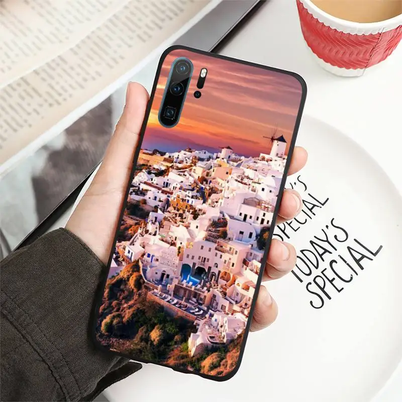 

Oia Santorini Greece lanscape Phone Case For Huawei P40 P20 P30 lite Pro P Smart 2019 Mate 40 20 10 Lite Pro Nova 5t