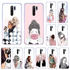 Мягкий ТПУ чехол для телефона Xiaomi Redmi 9 9a 9C 8A 7A Note 10 9 9S 9T 8T 8 7 Pro Mi POCO X2 X3 F1 простой чехол с изображением кофейной чайной девушки