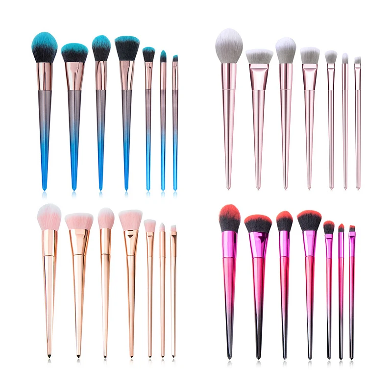 

New Arrival 7PCS Basic Makeup Brush Set Diamond Gradient Handle Eyeshadow Powder Foundation Highlight Cosmetic Kit for Women
