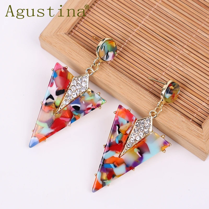 Богемные акриловые серьги для женщин разноцветные модные висячие трендовые