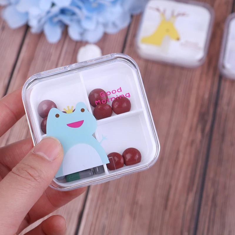 

4 Grid Compartment Travel Pill Box Organizer Pillbox Medicine Storage Containers Dispenser Holder Health Care Multi Style