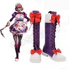 Сапоги для косплея в стиле аниме горничная-Фуку, костюм горничной с высокой посадкой для косплея, фиолетовые платья, обувь для женщин на Хэллоуин