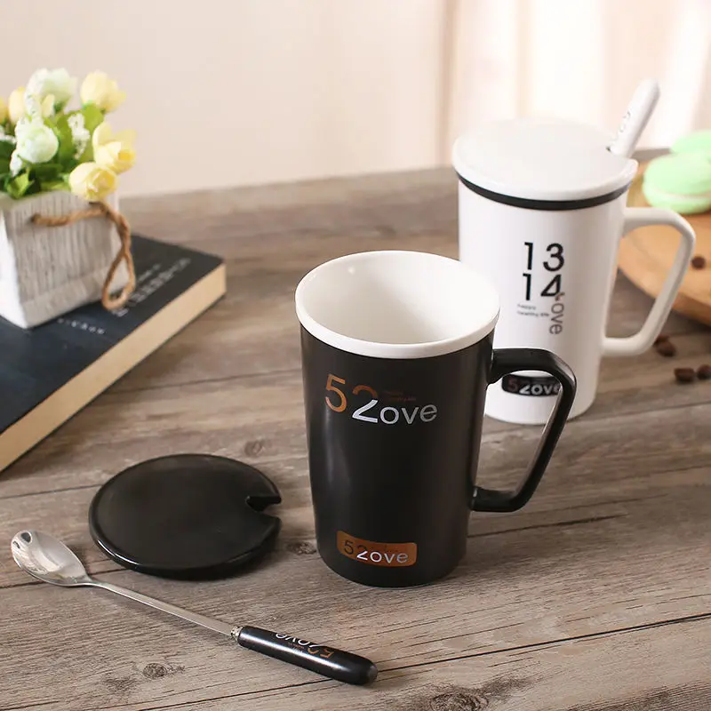 Mug Creative Cups Simple Couple Boys Ceramic Female Students Gift Box Set Coffee Mugs Travel and | Дом и сад