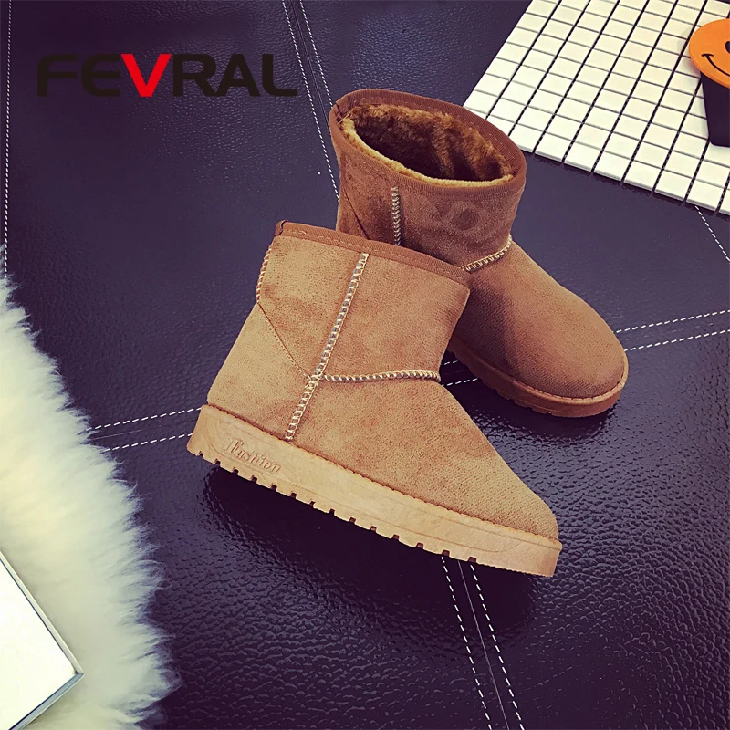 Женские зимние ботинки FEVRAL 2021 для пар Теплые ботильоны с меховой подкладкой и