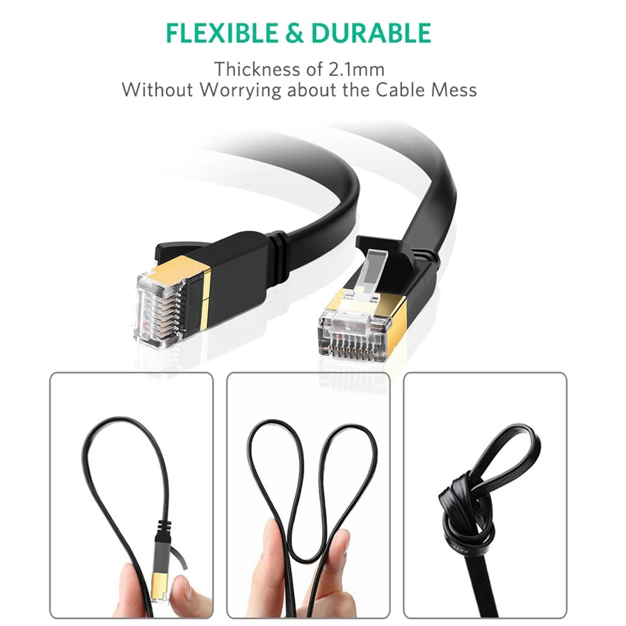 Сетевой Кабель Cat 7 с защитой Ethernet RJ45 плоский патч-кабель Cat7 для
