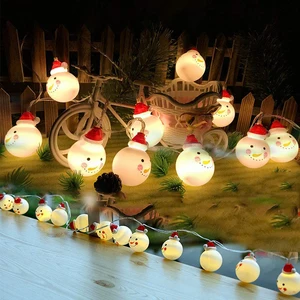 Рождественские украшения светильник 1020 светодиодный, гирлянда в виде снеговика, на батарейках, для дома, сада вечерние, Рождественская гирлянда