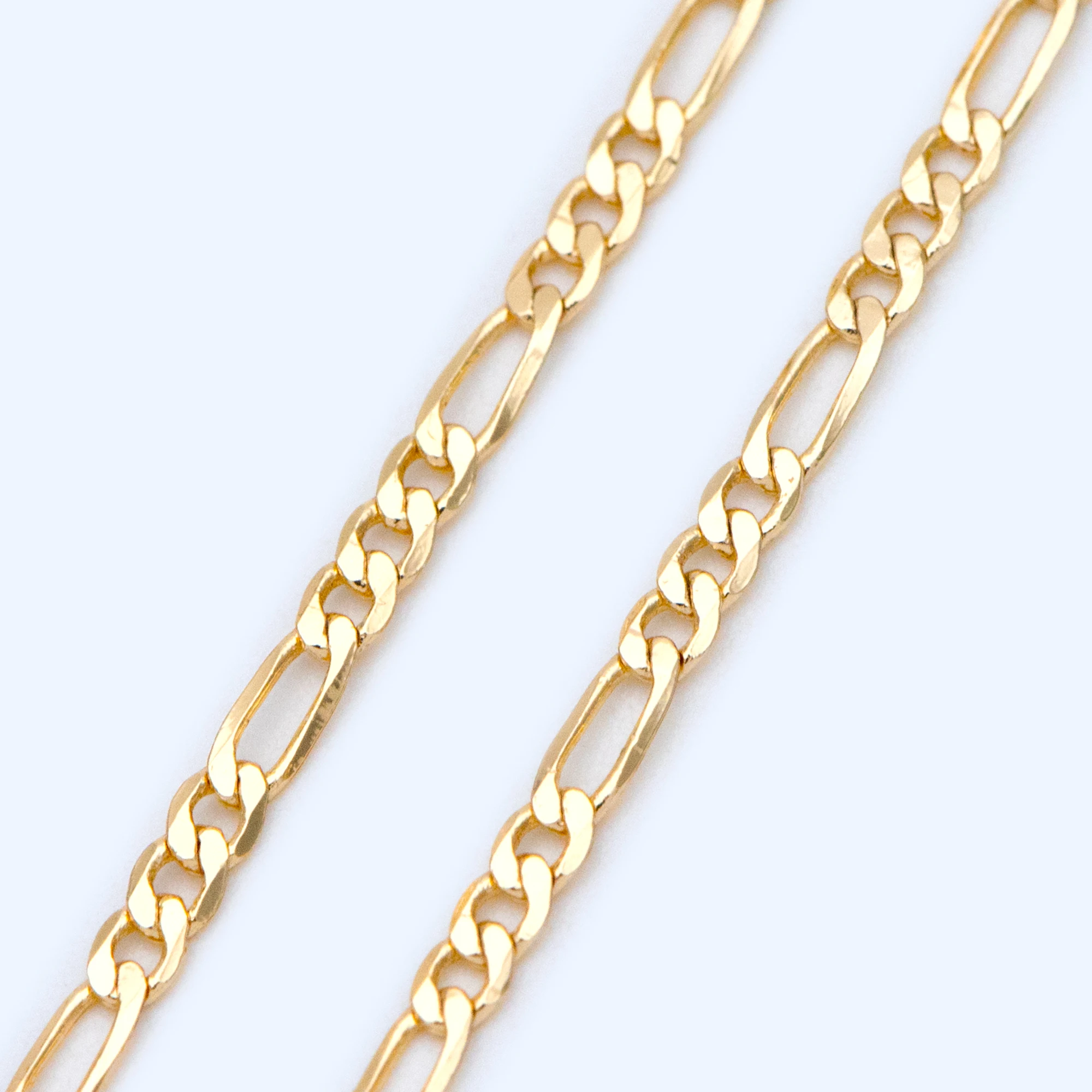 Изящные плоские цепи Фигаро латунь с покрытием из 18-каратного золота рукоделие