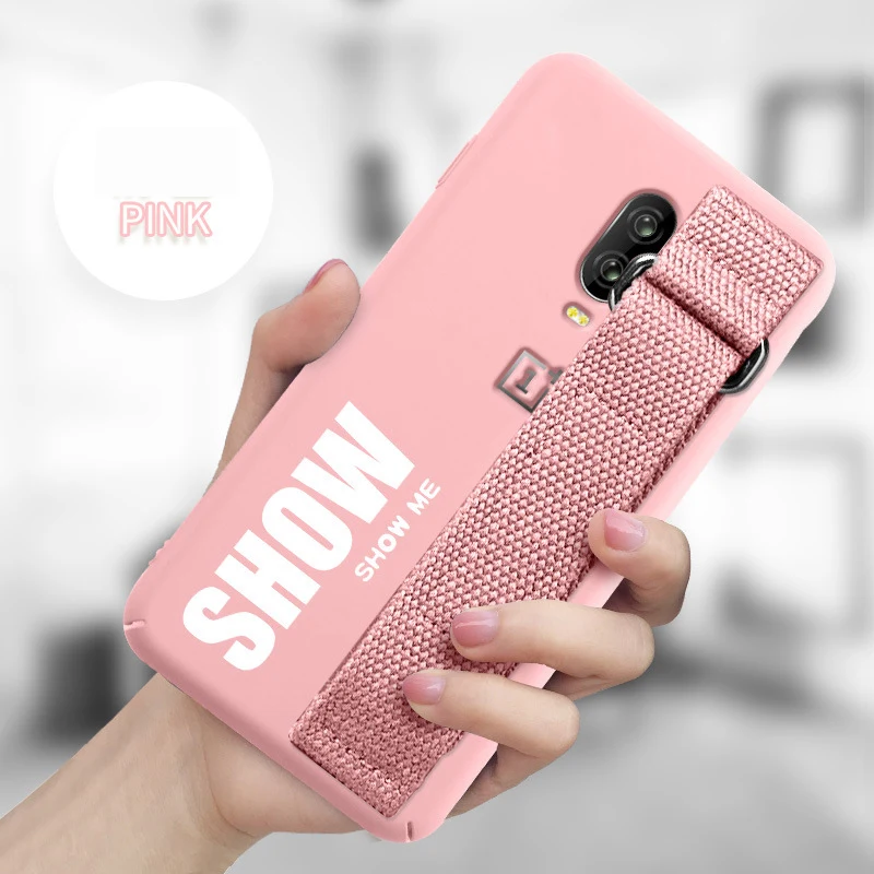 Pink Чехол для Oneplus 7T 7 Pro 7 6 6T 5 5T чехол мягкий силиконовый матовый чехол для One Plus 1+ 7T чехол с ремешком на руку - Цвет: Pink