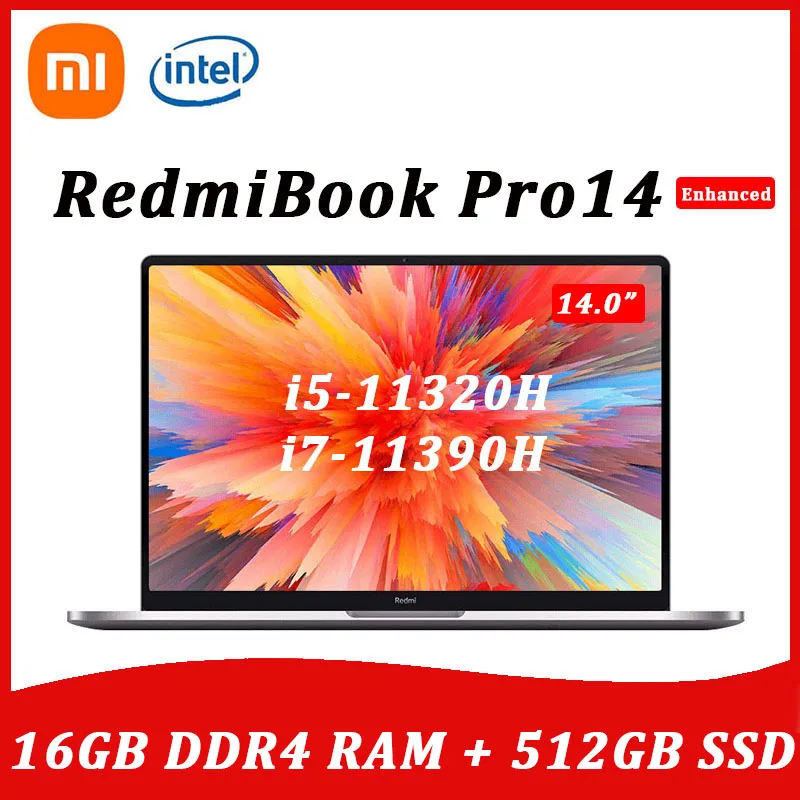 New Xiaomi RedmiBook Laptop Pro 14 Enhanced Intel i7-11390H /i5-11320H 16GB 512GB 2.5K Retain Screen Win 10 computer Ultraslim