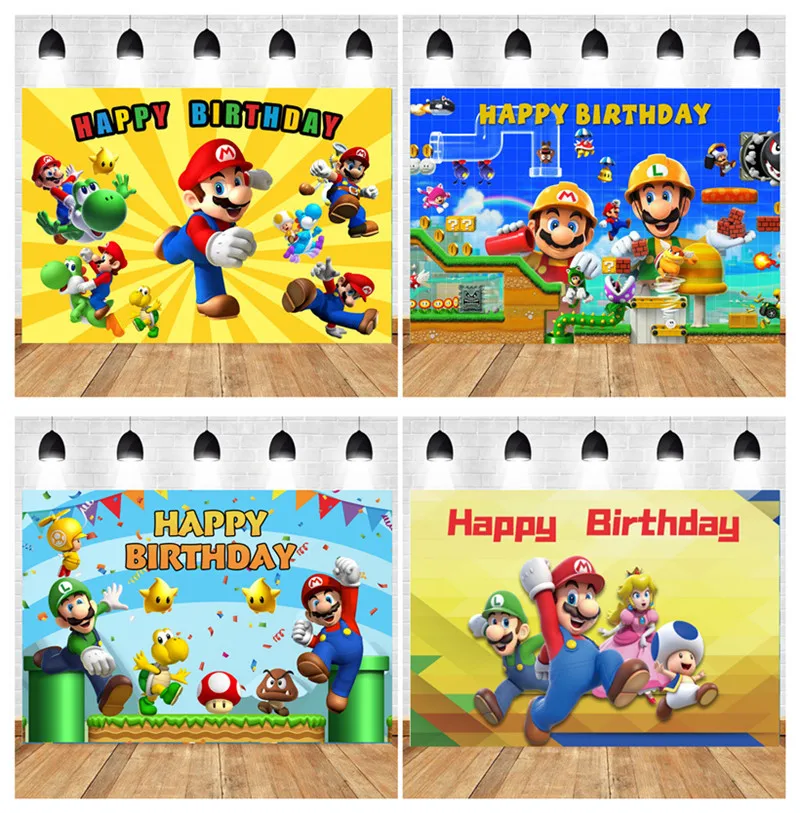 

Cartoon Game Super Marios Bros Plumbing Repairman Custom Backdrop Kids Birthday Party Decor Banner Photo Background Photobooth