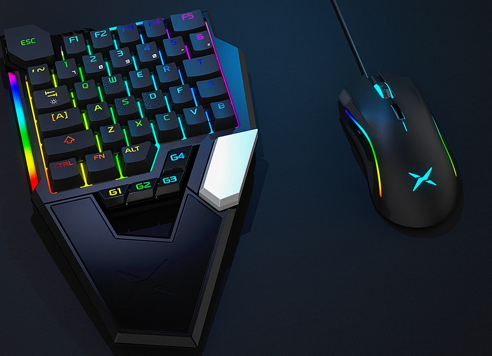 DELUX T6 Одноручные механические игровые клавиатуры складной RGB 39 ключ полностью программируемая Проводная клавиатура для ноутбука PC Gamer