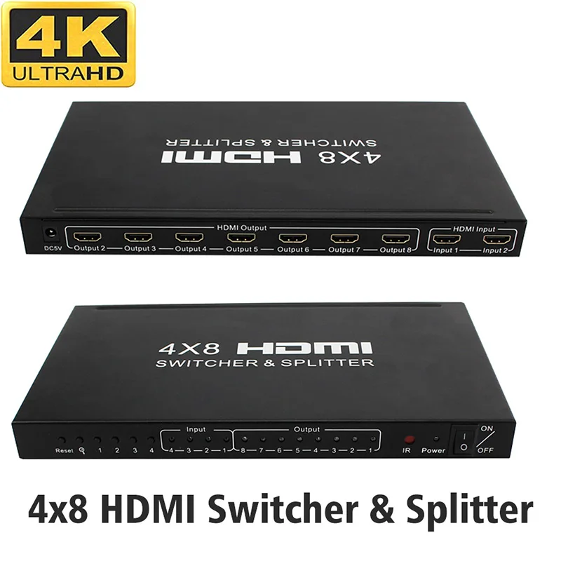 HDMI матрица 4x8 HD 4K 2K переключатель сплиттер 3D 1080P 4 вход 8 Выход HDCP преобразователь