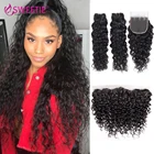 Милая 3 или 4 пряди бразильские волосы волна воды с закрытием, Remy 4x4 13x4 кружева фронтальные с натуральные кудрявые пучки волос пряди