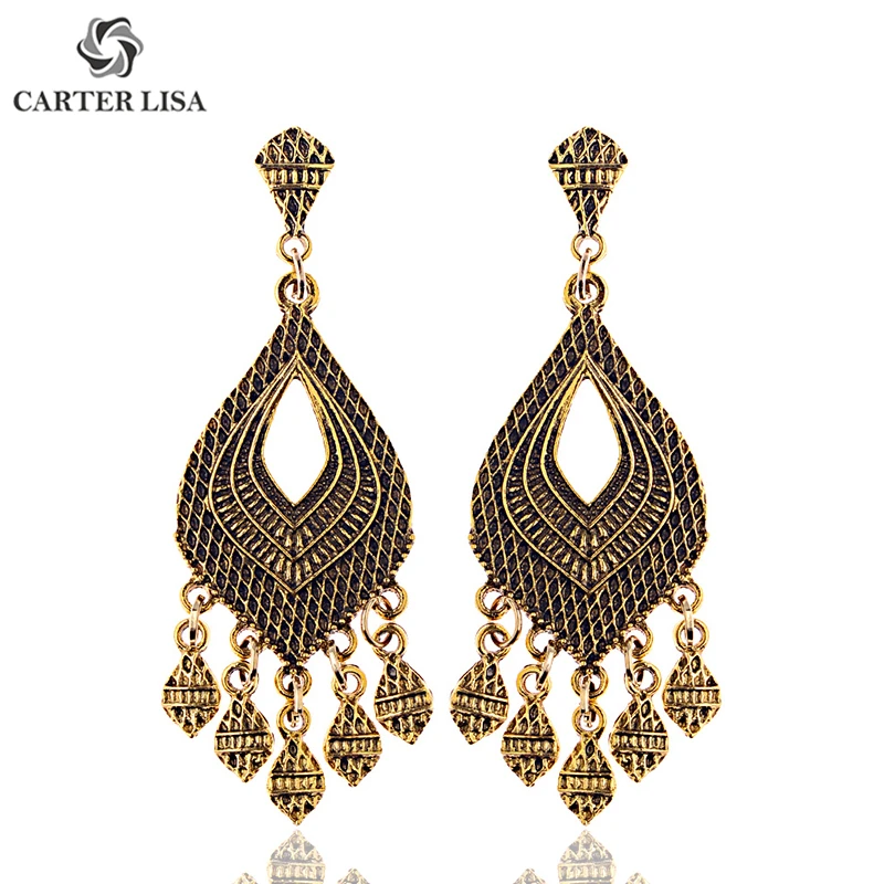 Женские индийские серьги CARTER LISA золотистые и Серебристые этнические с бахромой