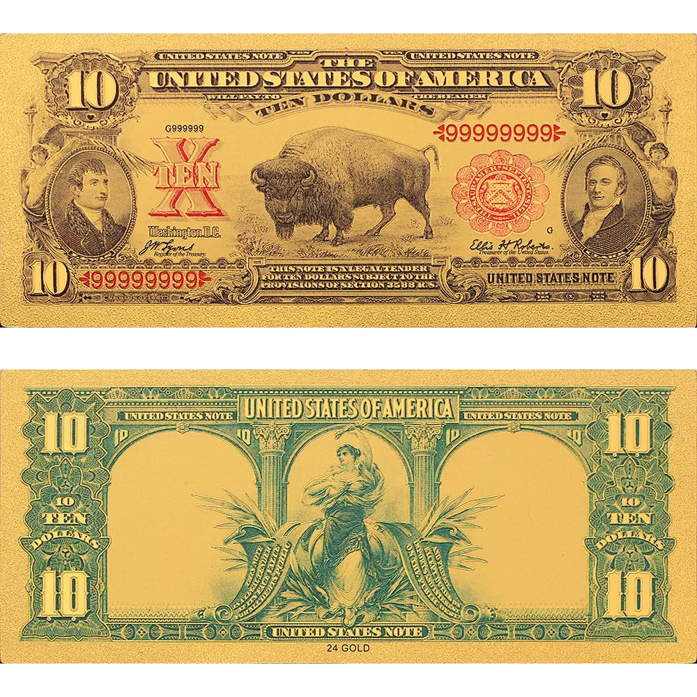 Памятная Коллекционная 1901 долларов США 10 банкнот 24k позолоченный Рождественский