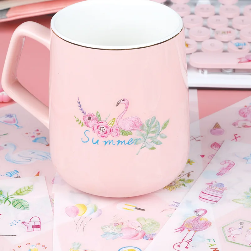 6 шт./партия наклейки с Фламинго для фотоальбома DIY мультфильм ПВХ милые маленькие