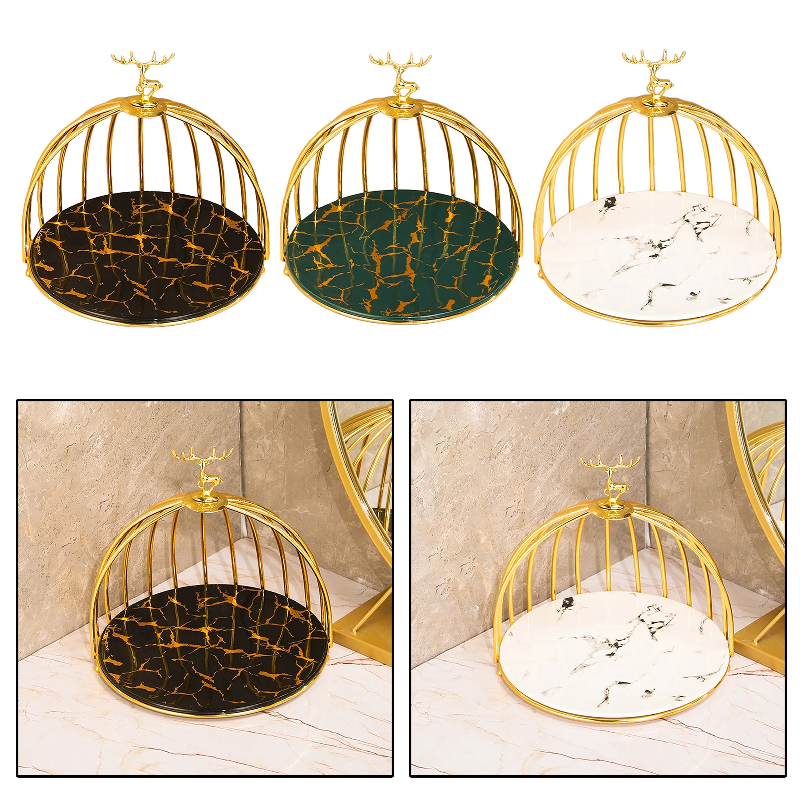 

Creative Bird Cage Skin Cares Organizer Holder Makeups Tray Jewelry Rack