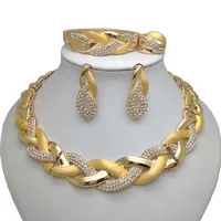 Kingdom Ma India Necklace Earring Ring Bracelet Sets For Women Gift African Bridal Wedding Gifts Jewelry Sets Gold Color Big Set 1