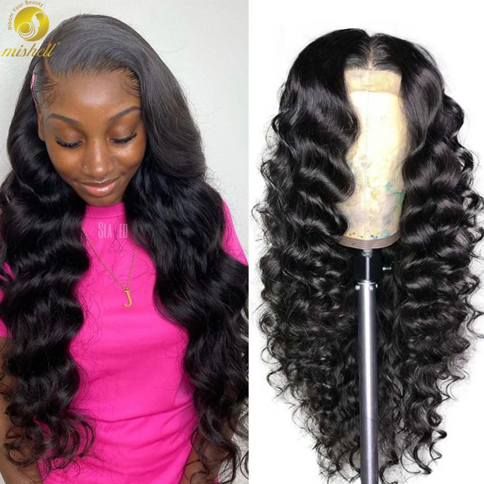 Mishel Loose Wave Wig Lace Front Human Hair Wigs Remy Lace Frontal Wig Pre-Plucked Closure Wig for Black Women