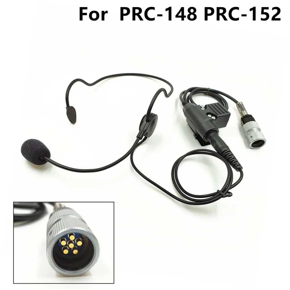 FengRuiTong headset for TRI TCA /AN PRC-148 PRC-152 Walkie-talkie, 6-pin U94 PTT  Head mounted tactics headset