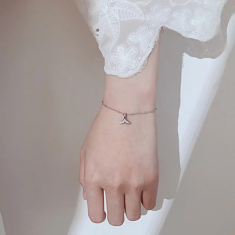 

925 Sterling Silver Shiny Zircon Fahion Elegant Wedding Party Mermaid Tail Bracelet Jewelry for Women Girlfriend Gift 2020 New