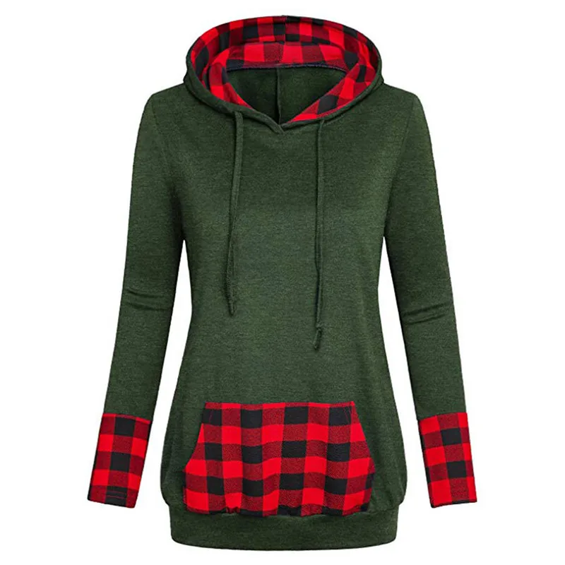 Новинка женская клетчатая рубашка с капюшоном диагональным воротником круглым