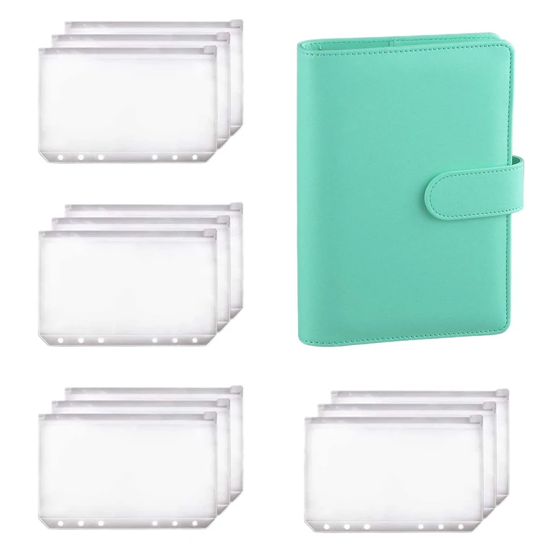 

A6 Binder Planner Notebook Binder and 12 Pieces 6 Hole Binder Zipper Folder,Binder Pockets Cash Envelope Wallet