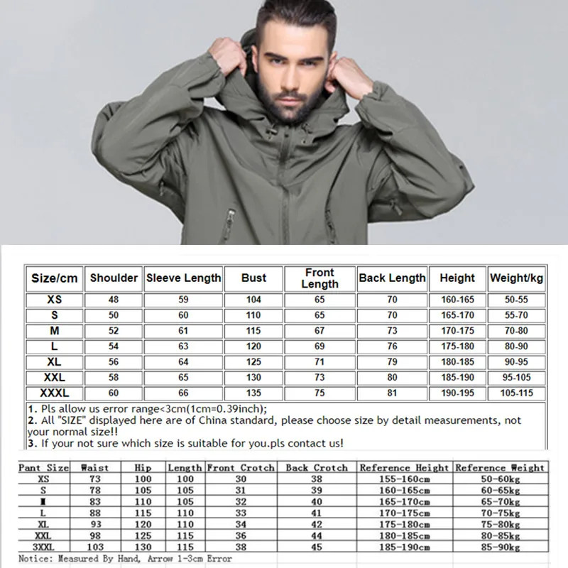 Sports Hunting Camping Thermal Tactical Anti-wear Hiking Suits Men Outdoor Sets Waterproof Breathable Softshell Jackets+Pants | Спорт и