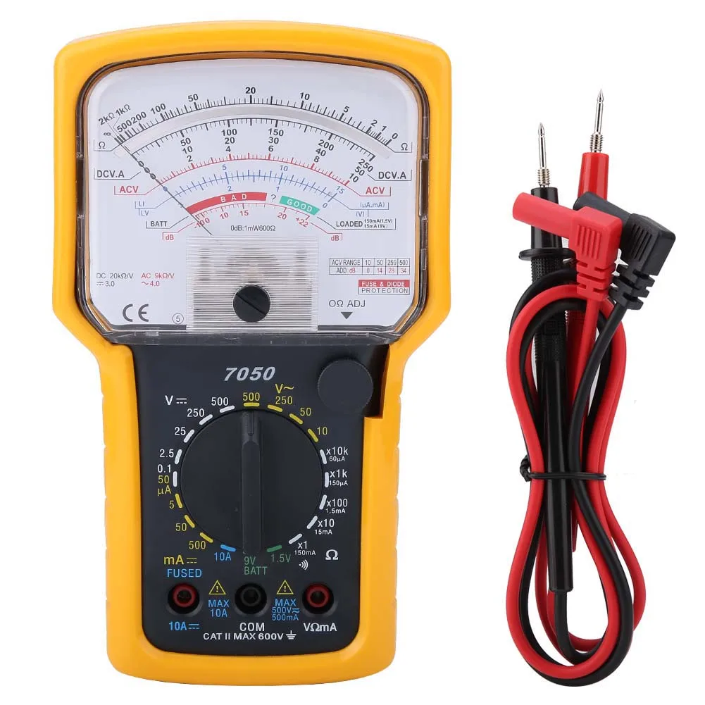 

KT7050 High Precision Analog Multimeter High Sensitivity Pointer Ohm Test Meter for Measure ACV, DCV, DVA,Ω, Batt Tool New