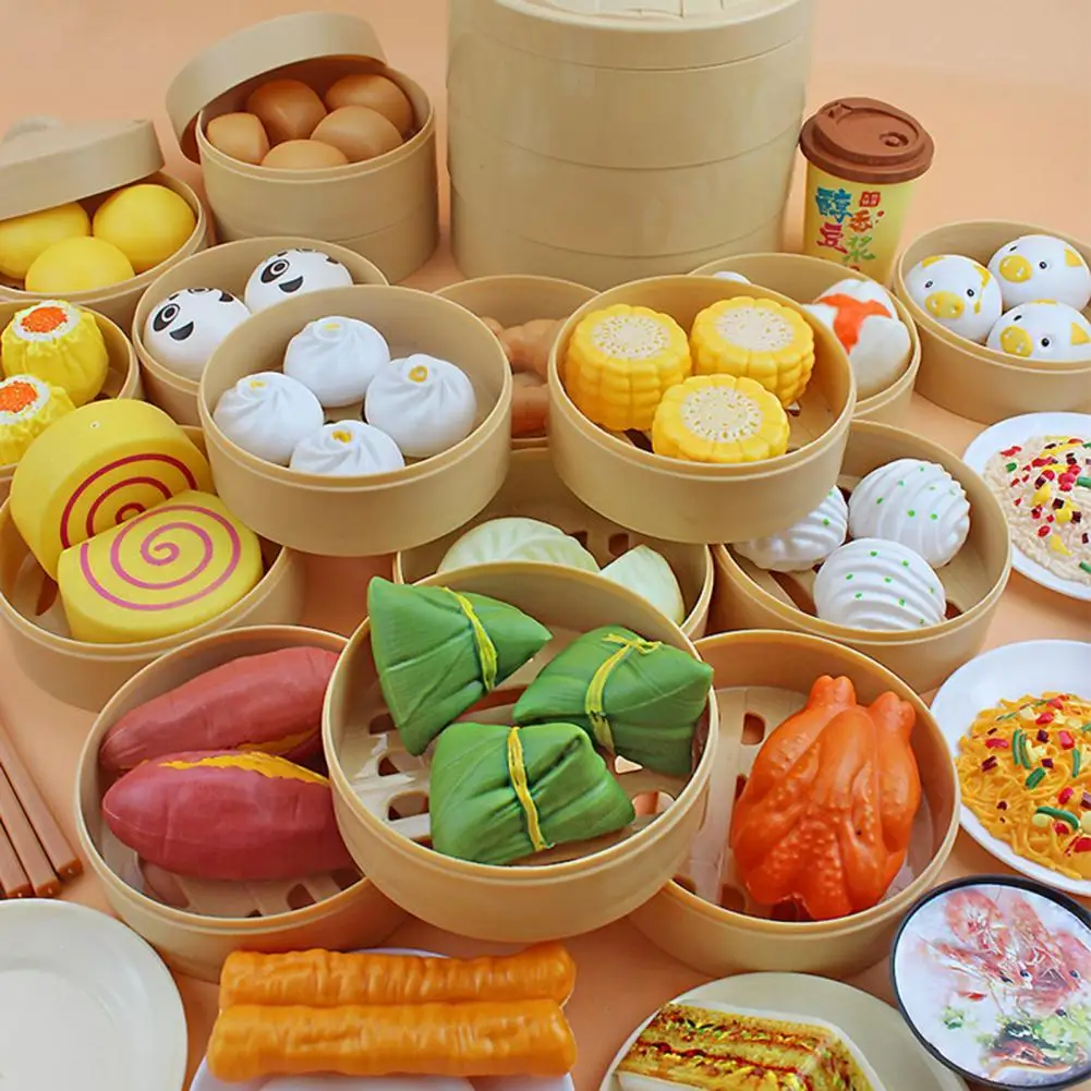 

1Set Simulation Steamed Bun Mini Delicate Plastic Pretend Play Food Toy Cutting Food Toys For Children Educational Gift for Kids