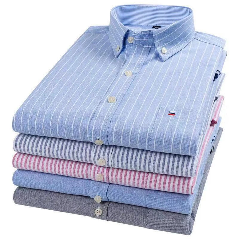 

Plus Size Striped Shirt Office Casual Business Men Blouse High Street 100% Cotton Sexy Long Sleeve Clothing 2021 Fashion Shirt