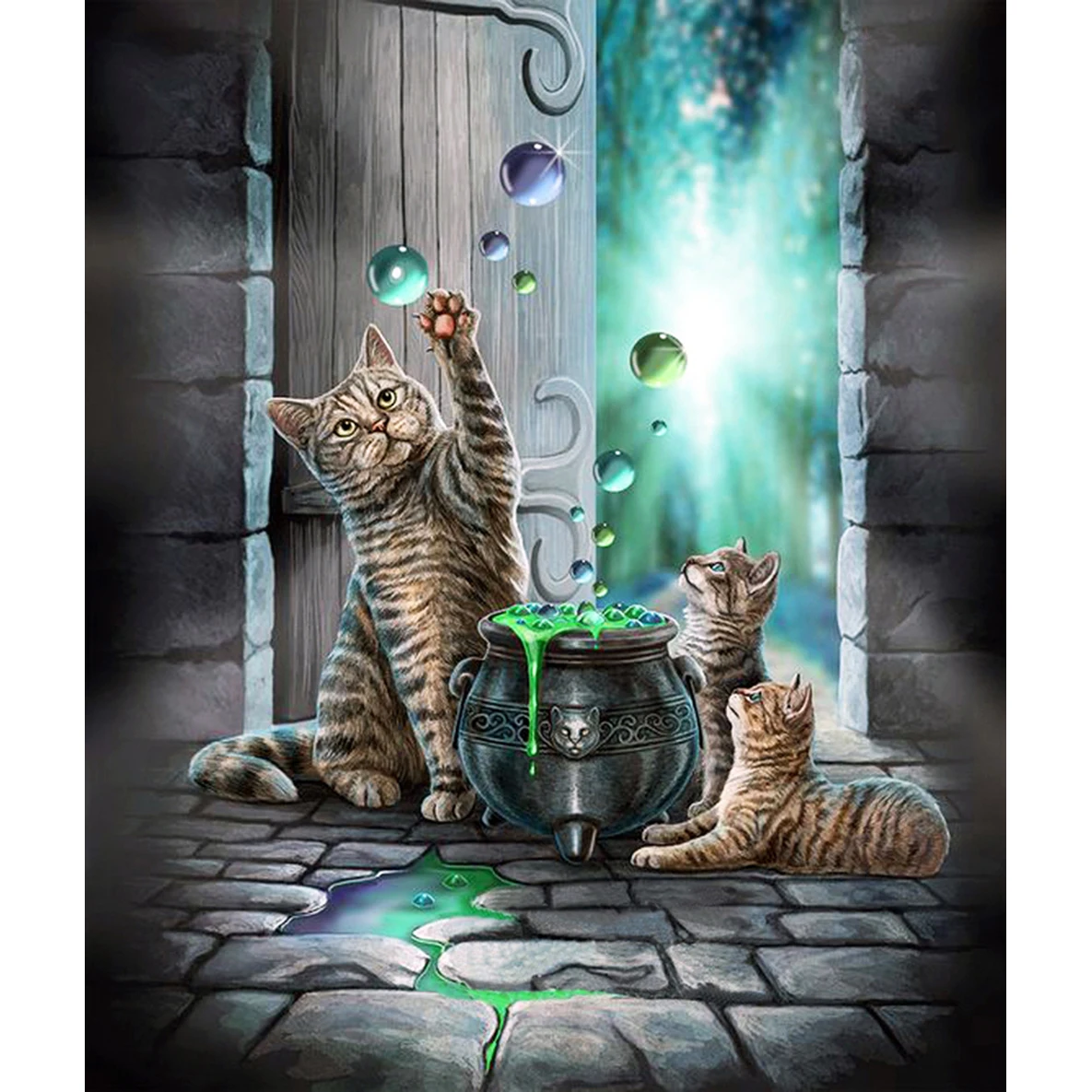 Алмазные картины полный дрель круглый трех котов мозаичного искусства краски с