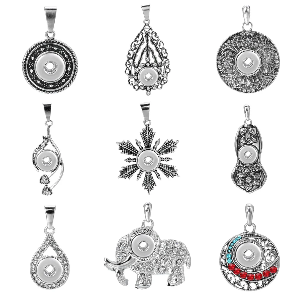 10pcs/lot Wholesale Snap Jewelry Metal Snap Button Pendant 12mm Snap Pendant Necklace For Women Girls DIY Button Jewelry