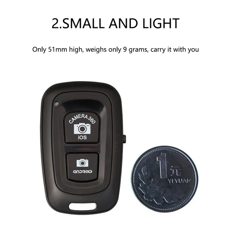 

Black Mini Wireless Remote Controller Bluetooth Selfie Camera Shutter For Mobile Phone