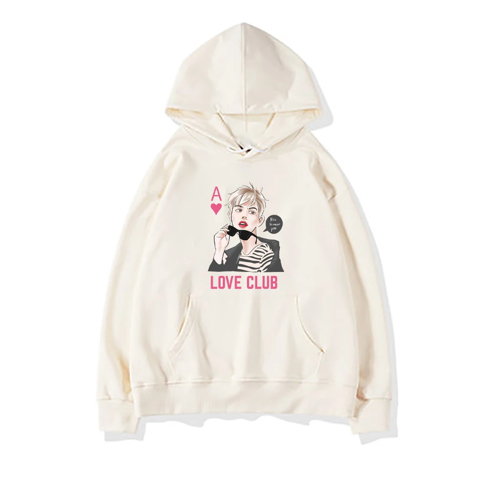 

A Love Club Print Woman Sweahoodies Street Harajuku Hip Hop Hoodie Fashion Style Sweatshirt Autumn Warm Loose Female Hoodies
