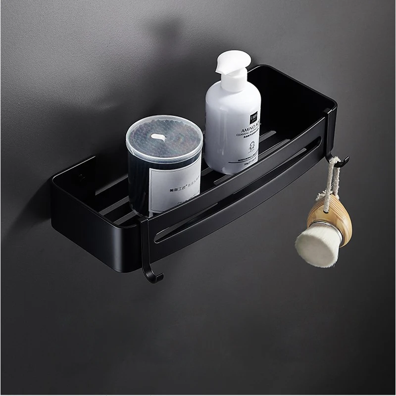 square shelf 1 Аксессуары для ванной комнаты вешалка для полотенец Держатель для полотенец угловая полка держатель для туалетной щетки крючки для халатов черный набор аксессуаров для ванной комнаты - Цвет: square shelf 1