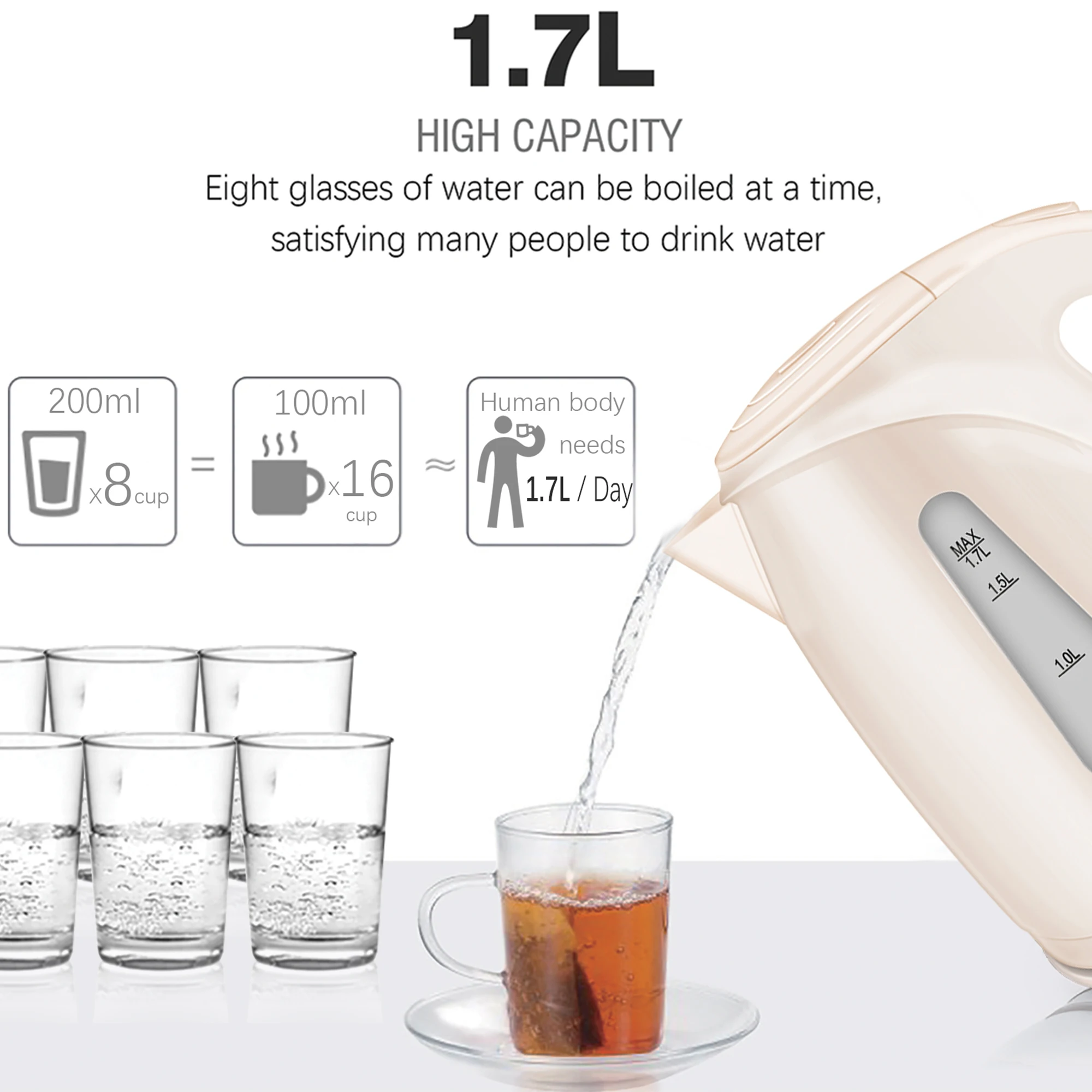 1.7L Electric Kettle Cordless 1850W Household Kitchen Fast Heating Boiling Teapot Pot Automatic Switch Off 220V Sonifer | Бытовая