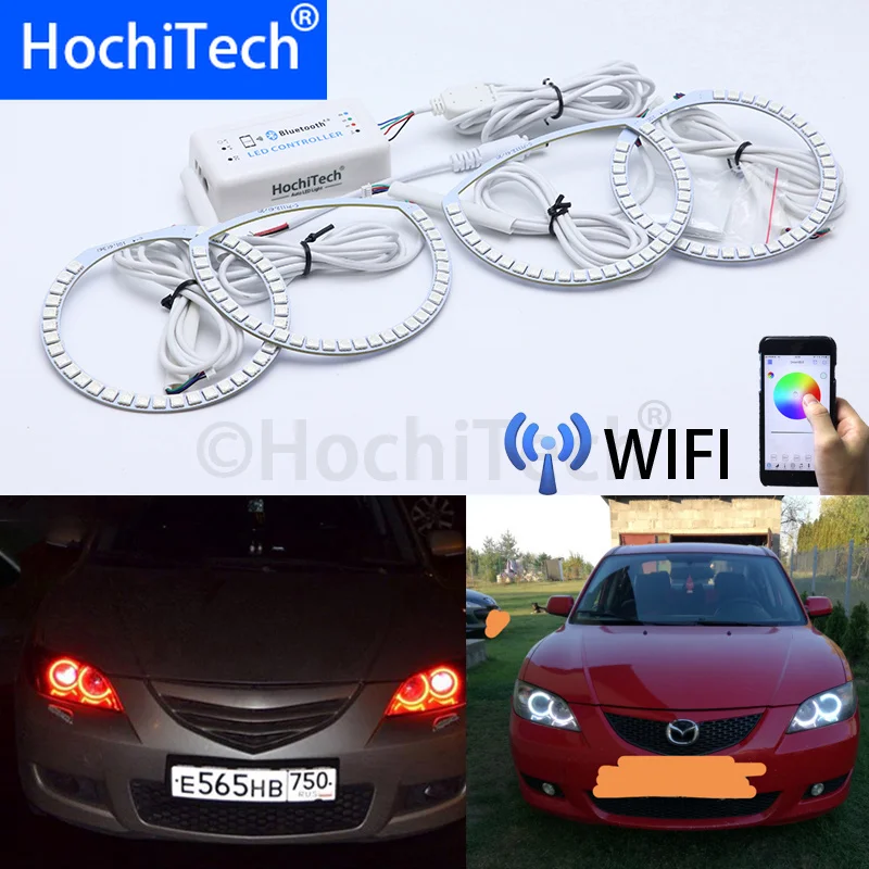 

Беспроводной разноцветный светодиодный дневной светильник «ангельский глаз» с RGB-подсветкой и поддержкой Wi-Fi для Mazda 3 mazda3 2002 2003 2004 2005 2006 2007