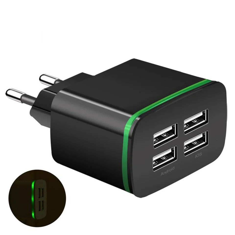 4-портовый usb-адаптер для зарядного устройства 4 а светодиодный разъем зарядки в