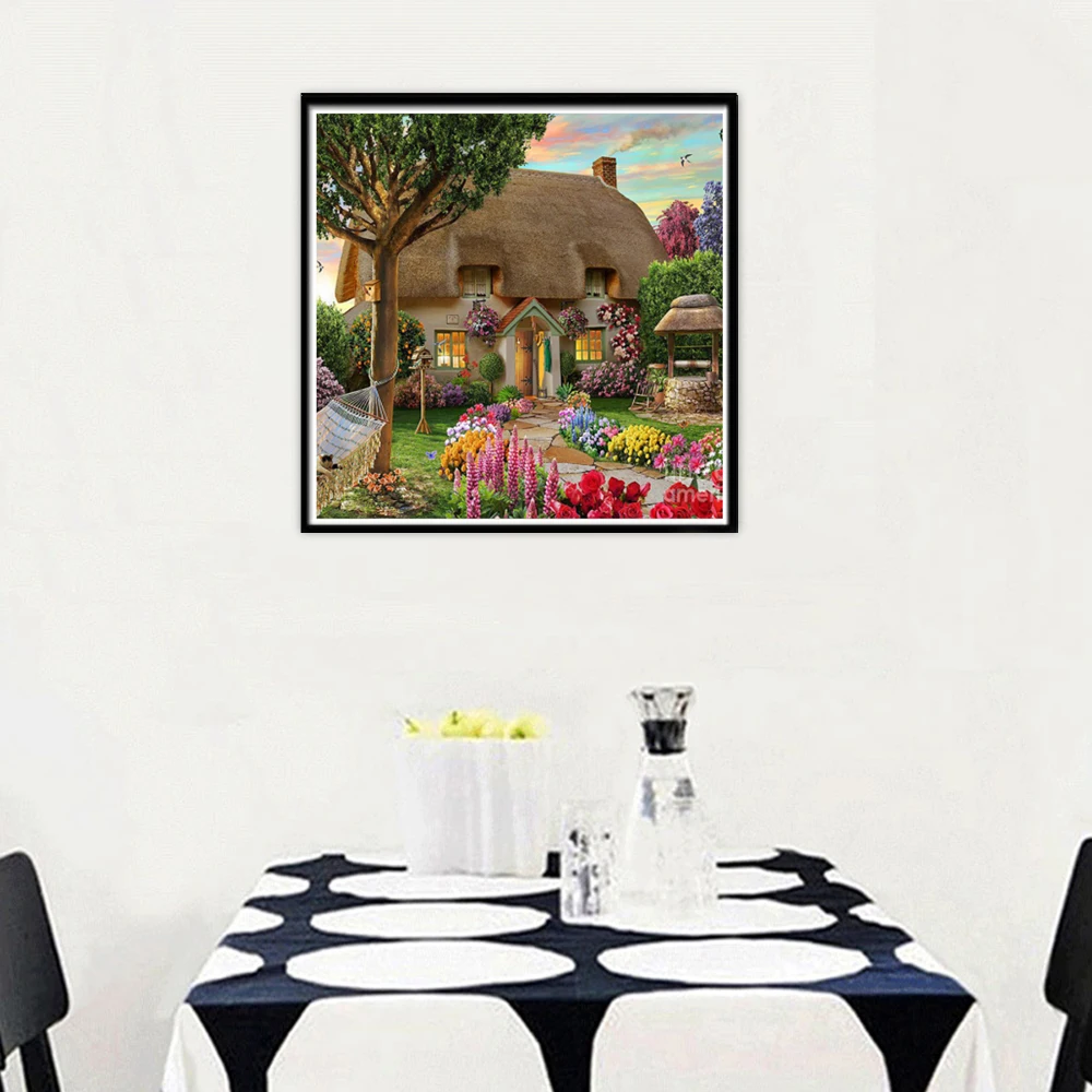 Садовый домик 5D DIY алмазная живопись Вышивка круглые стразы мозаика вышивка