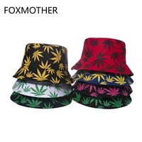 foxmother new punk black green red leaf weed fisherman caps bucket hats hip hop gorro outdoor men dropshipping