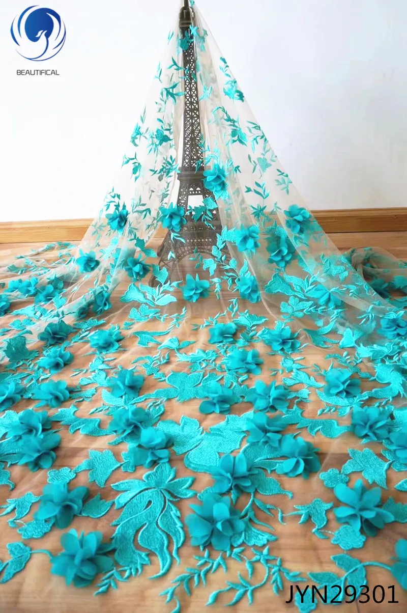 BEAUTIFICAL l African french tulle net lace fabrics fabric 3d flowers high quality Nigerian laces 5 yards JYN293 | Дом и сад