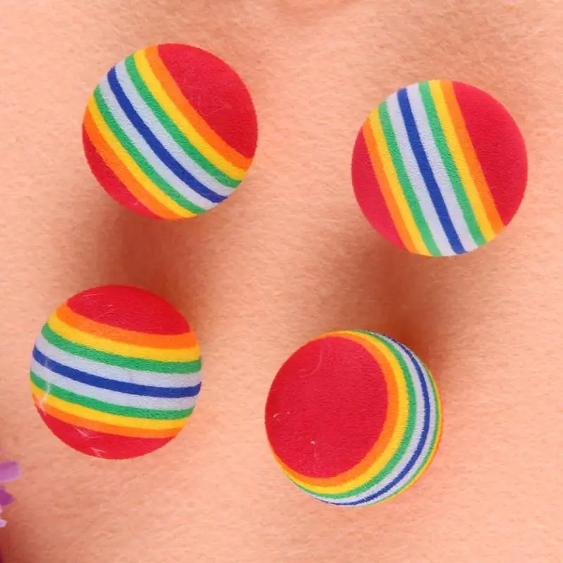 

8pcs Cat Interactive Toy Funny Rainbow Toy Ball and Feather Cat Decoration Toy