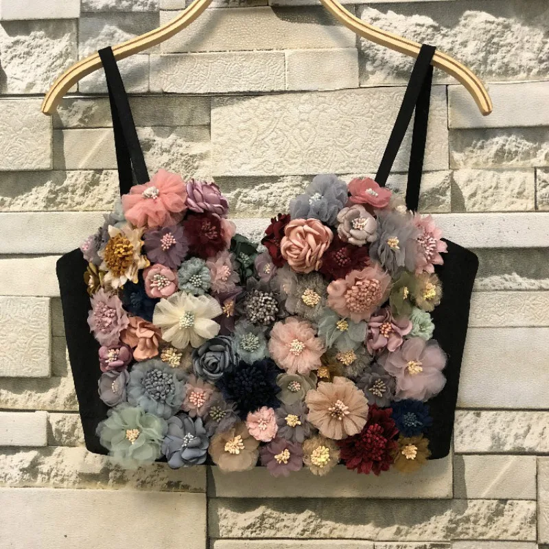 Жилет с завышенной талией и 3D вышивкой мягкая разноцветная кофта блестками