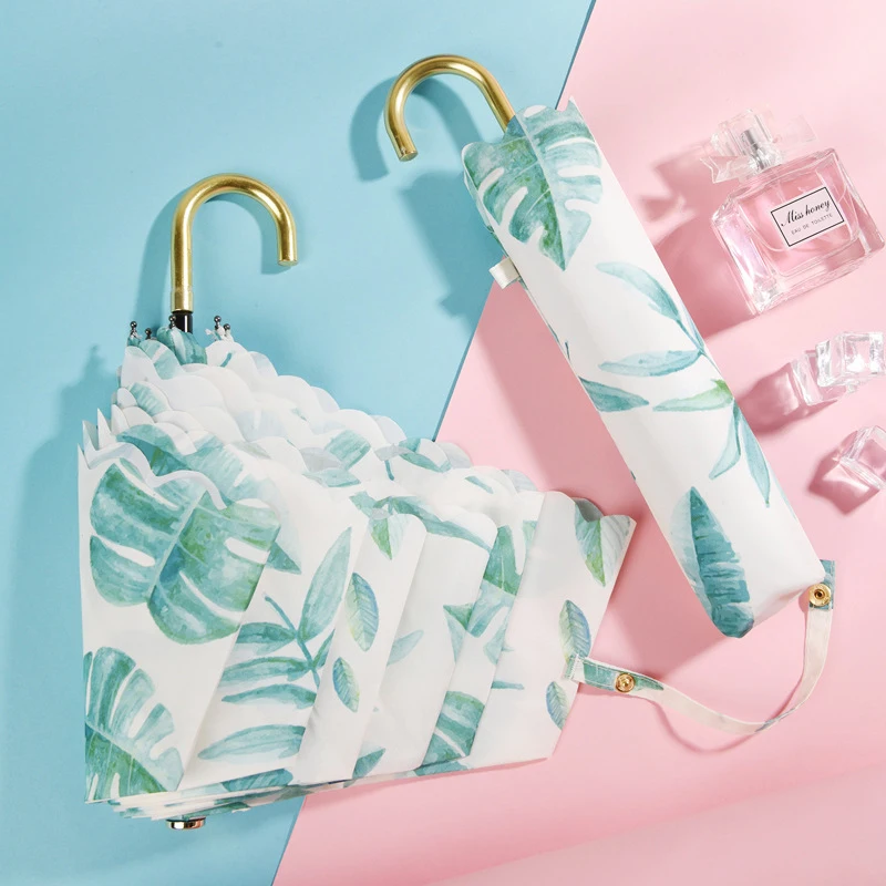 Зонтик Вишневый женский складной стильный Карманный ветрозащитный креативный