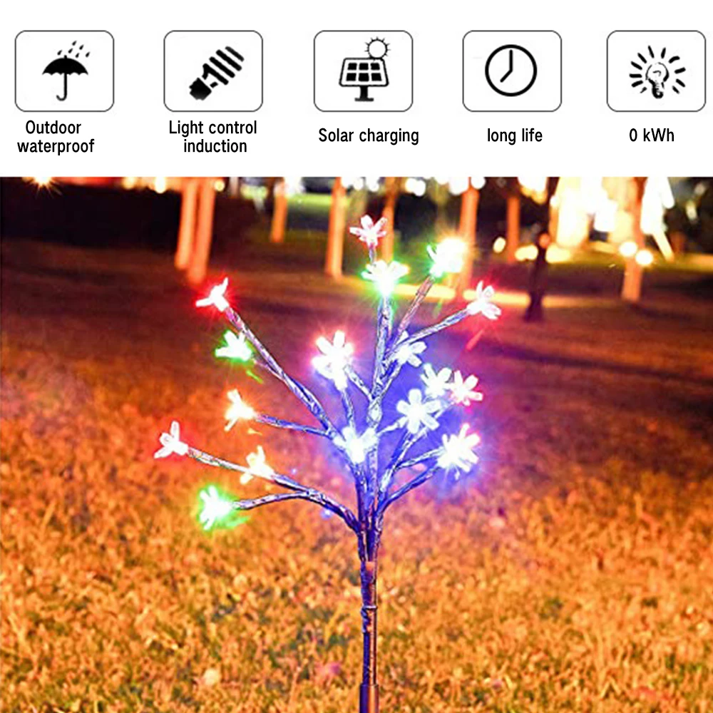 

Solar Lamp Cherry Tree 20LED Decoration Christmas Outdoor Garden Ornamental Blossom Solar Lights Branches Decor Anti-Rust Lamp